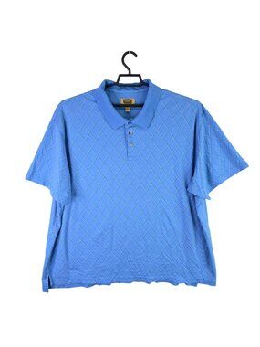 Mens The Foundry Blue Quick-Dri Polo Shirt Pima Cotton Blend Short Sleeve 4XL